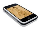 iphone with Leonardo's drawing